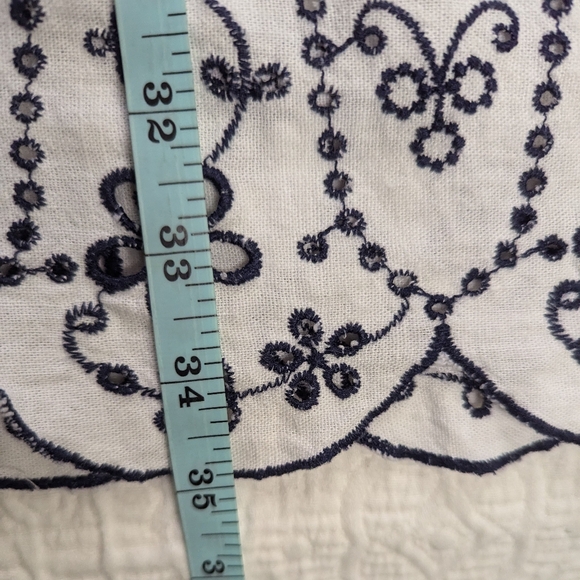 Linen Blend Embroidered Eyelet Floral Dress White M - Picture 8 of 14